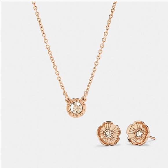 Coach Jewelry - Coach Rose Gold Earring and Necklace Set